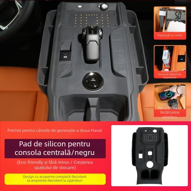 Covoraș din silicon pentru compartimentul de depozitare din consola centrală Haval, a doua generație, anti-derapare, anti-zgârieturi