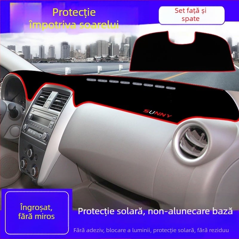 Padă de protecție solară pentru panoul central Nissan Sunny – Poliester, Model cu logo de marcă