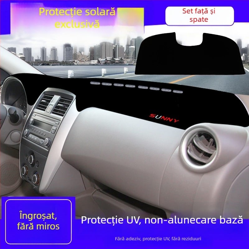 Padă de protecție solară pentru panoul central Nissan Sunny – Poliester, Model cu logo de marcă