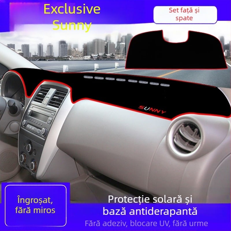 Padă de protecție solară pentru panoul central Nissan Sunny – Poliester, Model cu logo de marcă