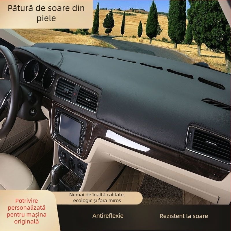 Covoraș pentru bord din piele (anti-reflexie) (Material: Piele; Tip: Potrivit pentru toate sezoanele; Stil: Mașină specială; Procesare și personalizare: Da; Logo imprimat: Nu)
