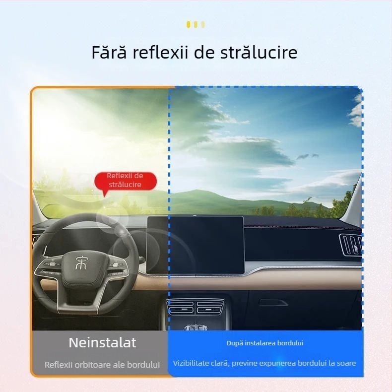 Pad anti-reflex pentru panoul central de bord BYD Song Pro – protecție solară și izolație termică a interiorului