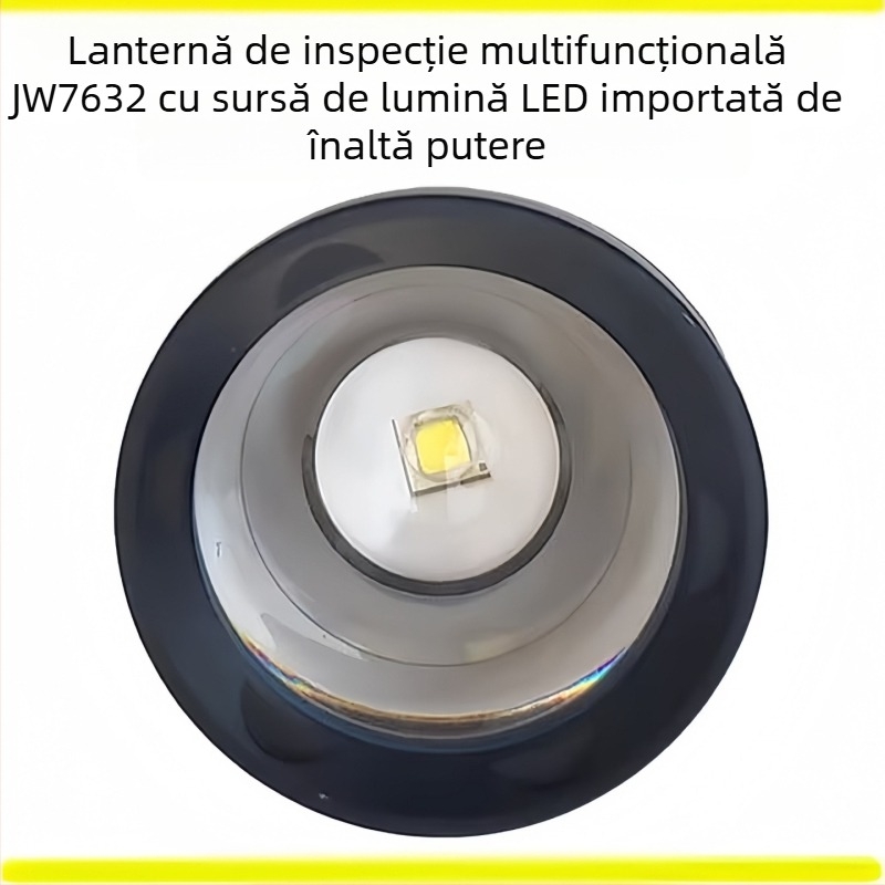 JW7632 Lanternă portabilă cu focalizare telescopică, LED Cree, încărcare wireless, baterie 18650, IP66, rază 200 m