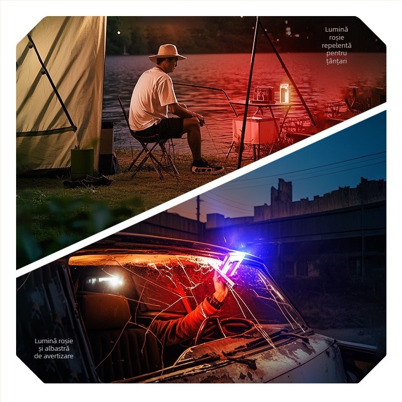 Lampa de lucru magnetică LED cu afișaj LCD – încărcare USB, 5W, 6800mAh, pentru camping și utilizare de urgență în exterior