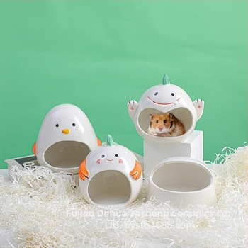 Cușcă ceramică pentru hamster, cu design de răcire și casă de somn (Material: ceramică; Brand: Yasheng; Potrivit pentru hamster; Stil: desen animat)