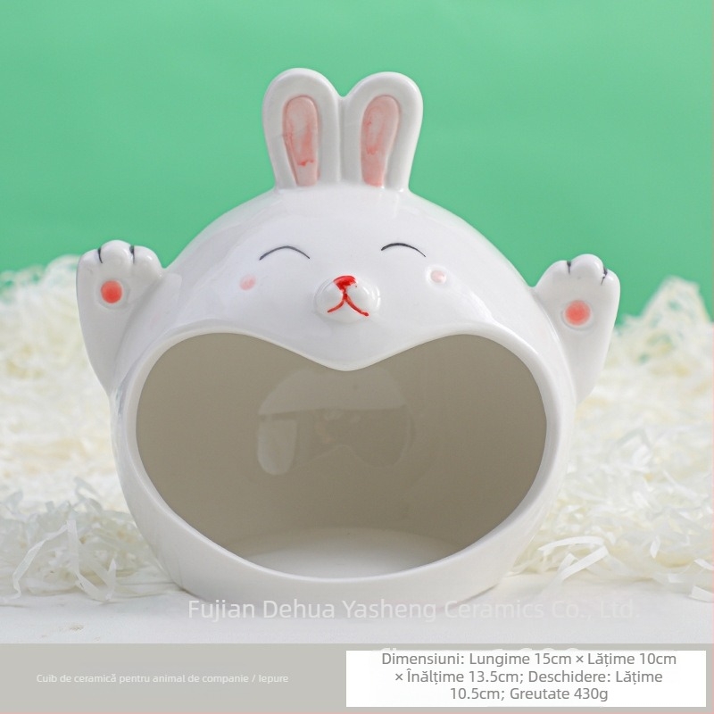 Cușcă ceramică pentru hamster, cu design de răcire și casă de somn (Material: ceramică; Brand: Yasheng; Potrivit pentru hamster; Stil: desen animat)