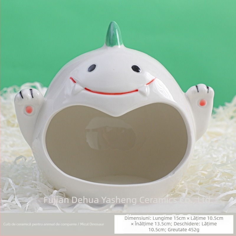 Cușcă ceramică pentru hamster, cu design de răcire și casă de somn (Material: ceramică; Brand: Yasheng; Potrivit pentru hamster; Stil: desen animat)