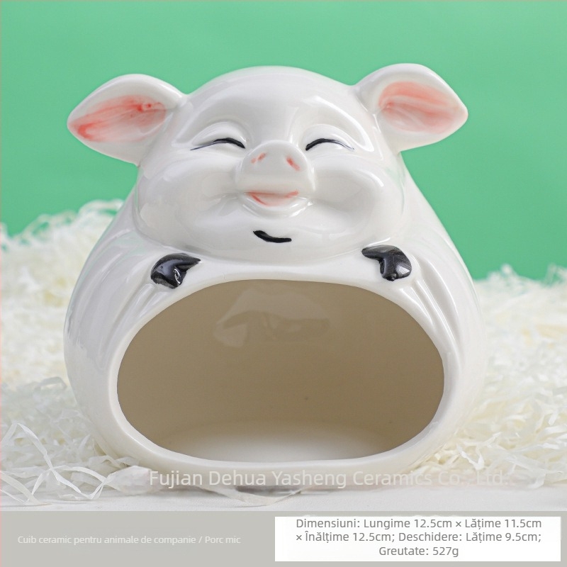 Cușcă ceramică pentru hamster, cu design de răcire și casă de somn (Material: ceramică; Brand: Yasheng; Potrivit pentru hamster; Stil: desen animat)