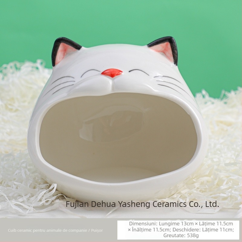 Cușcă ceramică pentru hamster, cu design de răcire și casă de somn (Material: ceramică; Brand: Yasheng; Potrivit pentru hamster; Stil: desen animat)