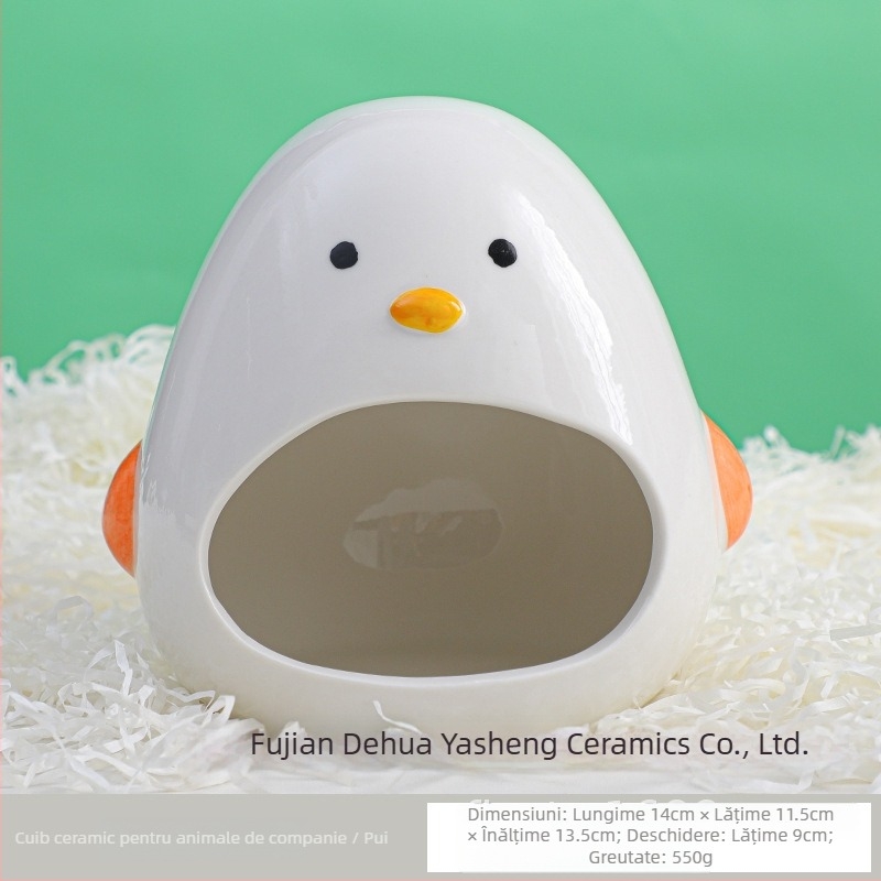 Cușcă ceramică pentru hamster, cu design de răcire și casă de somn (Material: ceramică; Brand: Yasheng; Potrivit pentru hamster; Stil: desen animat)