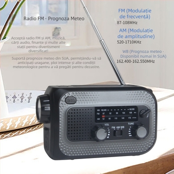 Lampă LED exterioră, multifuncțională pentru situații de urgență, 3W sursă de iluminat, baterie 4000mAh, IP65, rază 50–100 m