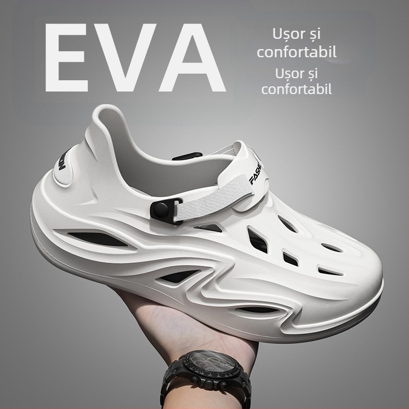 Sandale pentru bărbați – partea superioară și talpa din EVA, vârf închis, respirabile, impermeabile, anti-derapare, stil Leisure Baotou, Primăvara 2025.