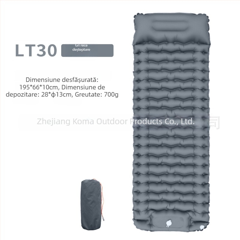 Saltea gonflabilă de exterior ultra-ușoară, 40D nylon TPU, pentru o persoană, 700 g, pompă manuală