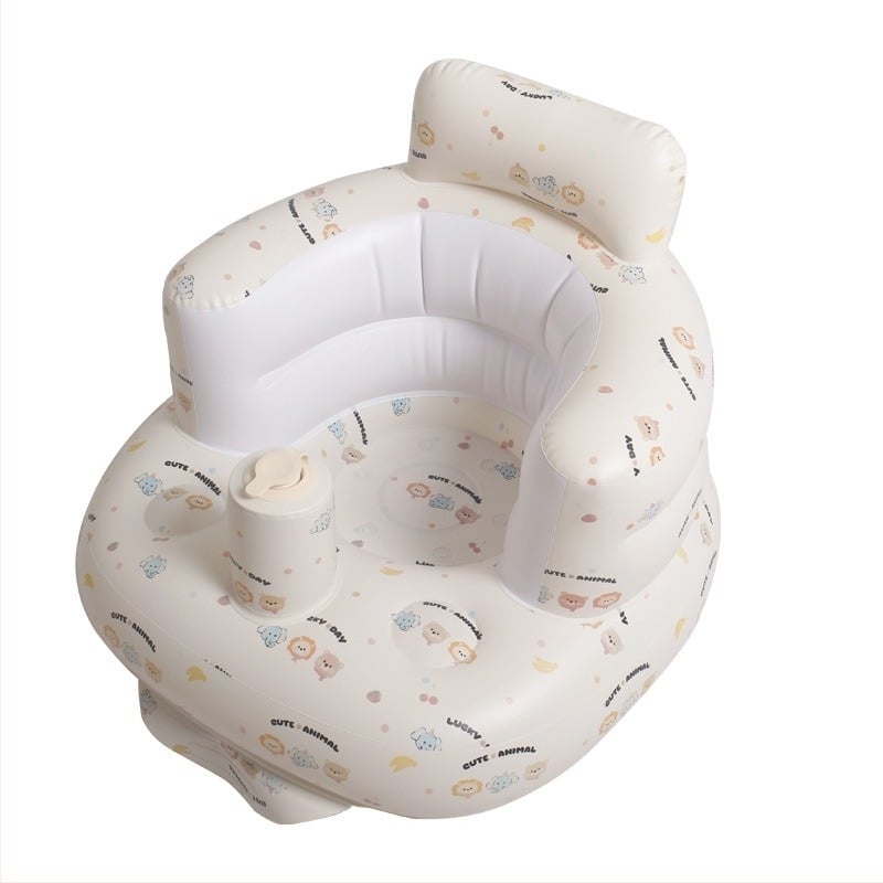 Fotoliu gonflabil din PVC pentru copii: canapea mică transparentă pentru învățarea șezutului și a statului în picioare, 0–3 ani, interior/exterior.