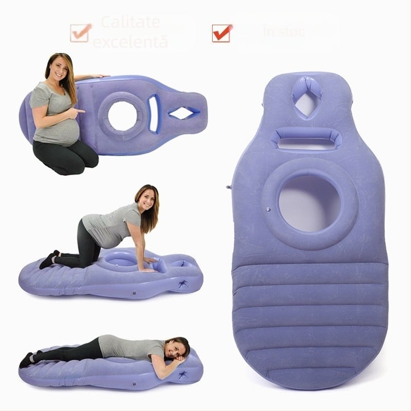 Saltea gonflabilă pentru gravide, cu suprafață flocked, 1,5 kg, încărcare maximă 180 kg, pat gonflabil