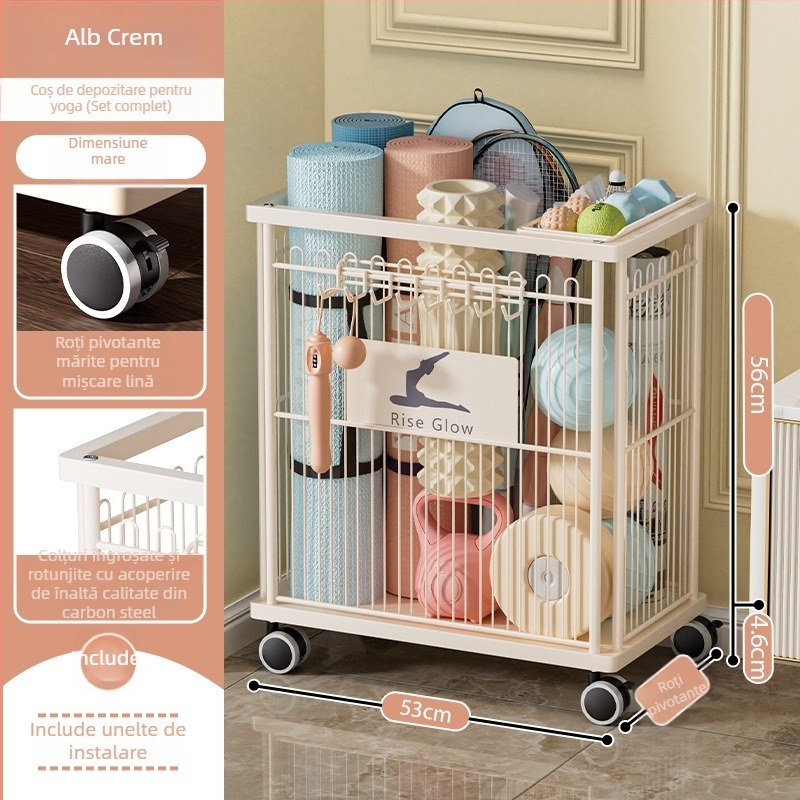 Mingren Storage: Raft de depozitare pentru echipamente fitness — oțel carbon, multifuncțional, rotativ și mobil, montaj pe podea