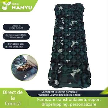 Saltea-cort gonflabil pentru camping, pentru o singură persoană, 75D pongee TPU, 580 g, pompă manuală