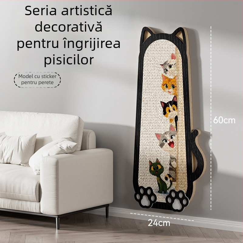 Zgâriător pentru pisici montat pe perete din iută, stil desen animat, protecție canapea, brand Chong Duoduo