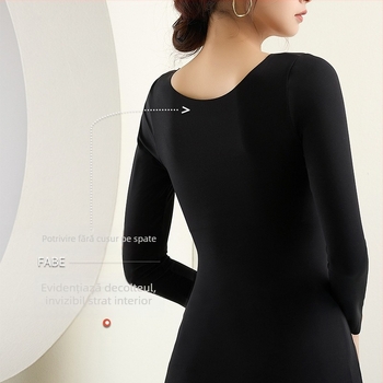 Top de bază pentru femei - nylon cald, guler rotund, mâneci lungi, grosime extra 301–350 g/m², 70–80% nylon