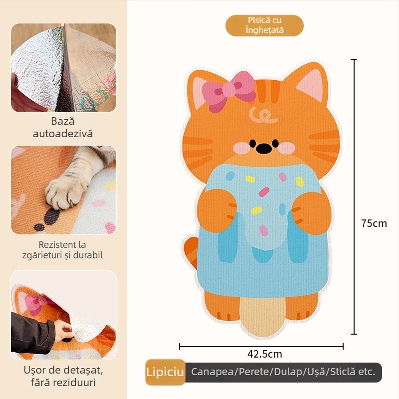 Beifu autocolant de perete pentru zgâriere de pisică, material felt, stil desen animat, cod produs 2211, cutie 100 bucăți