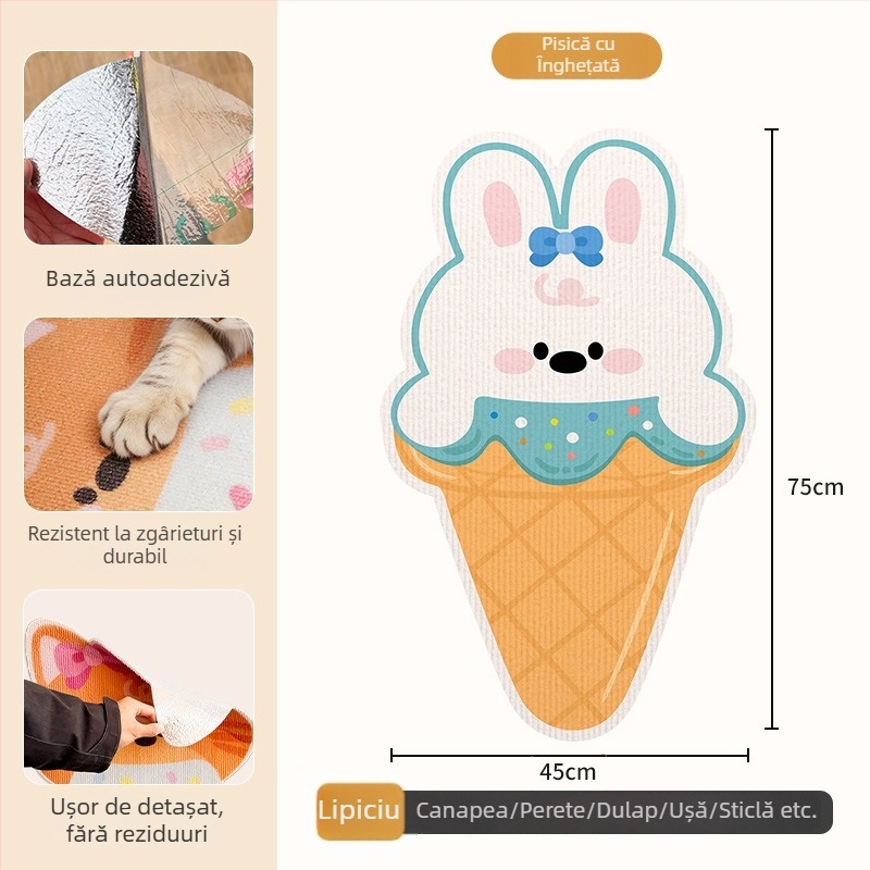 Beifu autocolant de perete pentru zgâriere de pisică, material felt, stil desen animat, cod produs 2211, cutie 100 bucăți