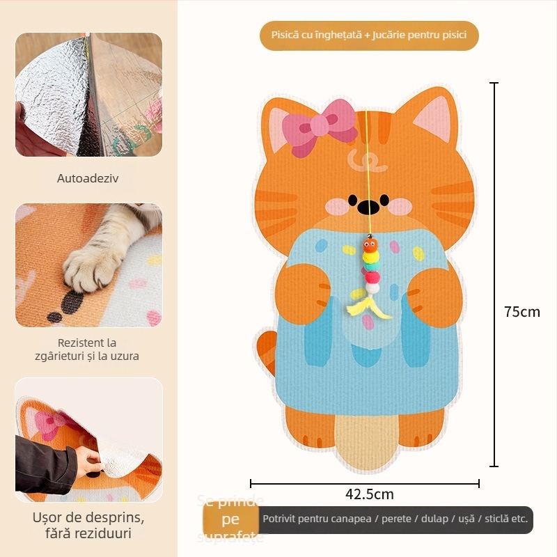 Beifu autocolant de perete pentru zgâriere de pisică, material felt, stil desen animat, cod produs 2211, cutie 100 bucăți