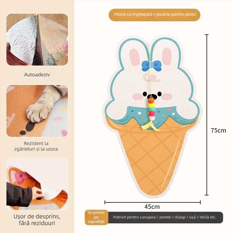 Beifu autocolant de perete pentru zgâriere de pisică, material felt, stil desen animat, cod produs 2211, cutie 100 bucăți