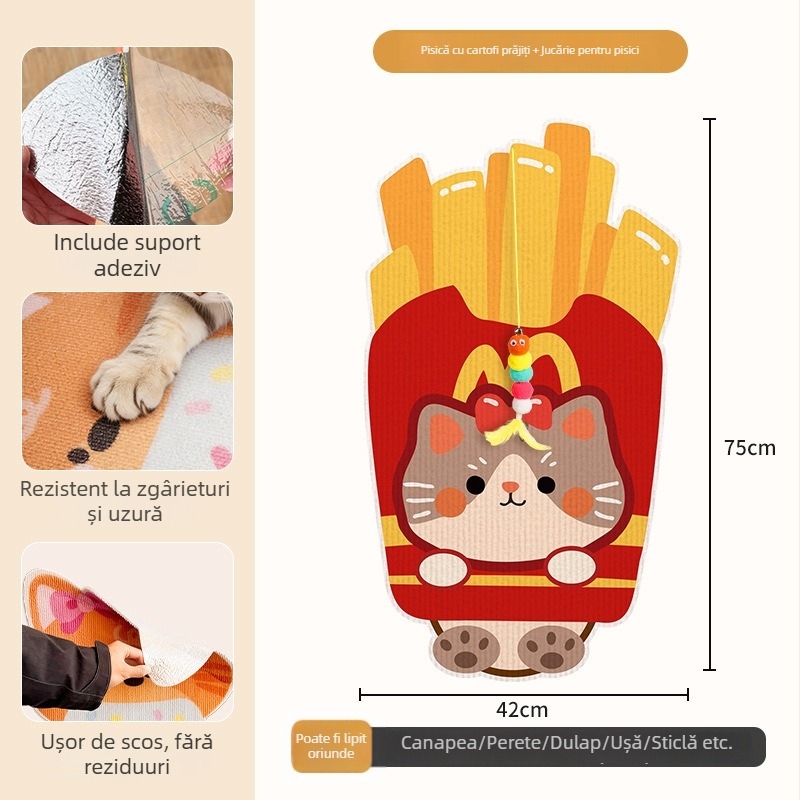 Beifu autocolant de perete pentru zgâriere de pisică, material felt, stil desen animat, cod produs 2211, cutie 100 bucăți