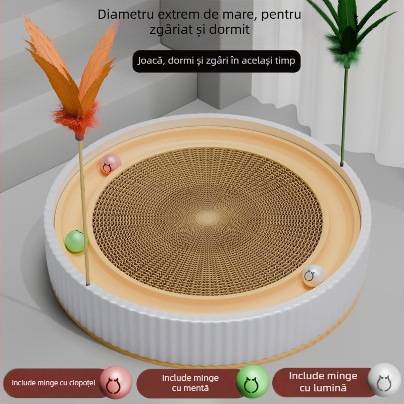 Placă circulară de zgâriere pentru pisici – rezistentă la zgârieturi, rezistentă la uzură, fără scame, stil drăguț