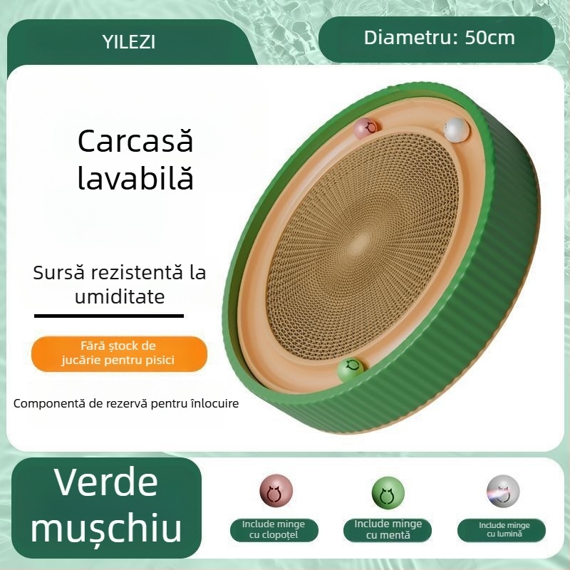 Placă circulară de zgâriere pentru pisici – rezistentă la zgârieturi, rezistentă la uzură, fără scame, stil drăguț