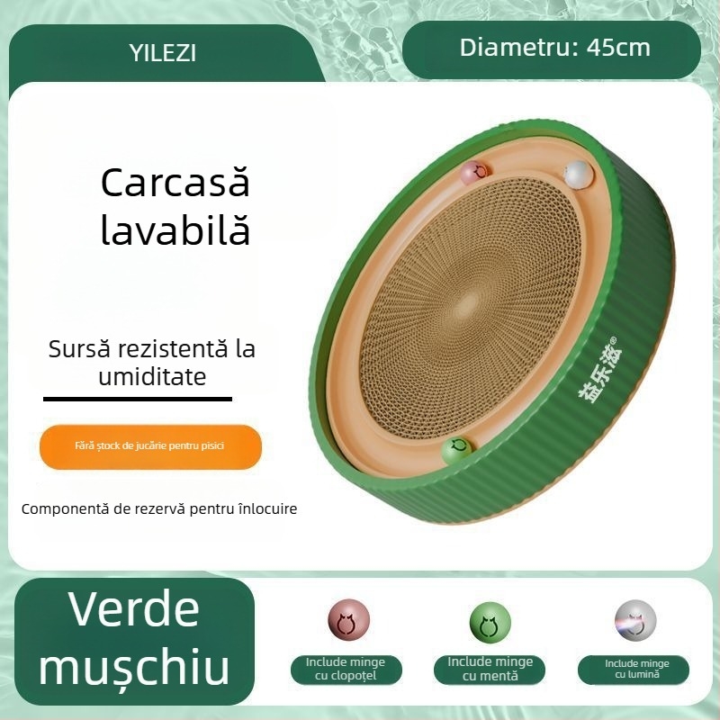 Placă circulară de zgâriere pentru pisici – rezistentă la zgârieturi, rezistentă la uzură, fără scame, stil drăguț