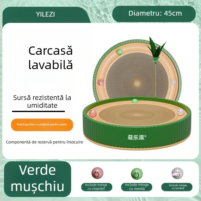 Placă circulară de zgâriere pentru pisici – rezistentă la zgârieturi, rezistentă la uzură, fără scame, stil drăguț