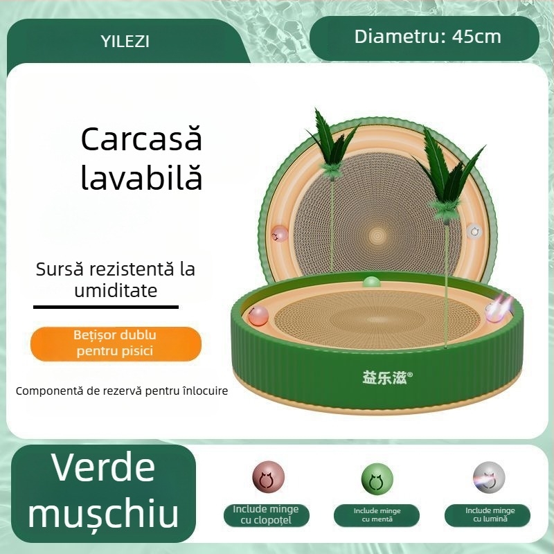 Placă circulară de zgâriere pentru pisici – rezistentă la zgârieturi, rezistentă la uzură, fără scame, stil drăguț