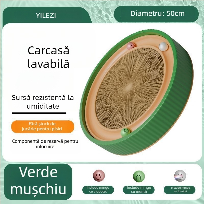 Placă circulară de zgâriere pentru pisici – rezistentă la zgârieturi, rezistentă la uzură, fără scame, stil drăguț