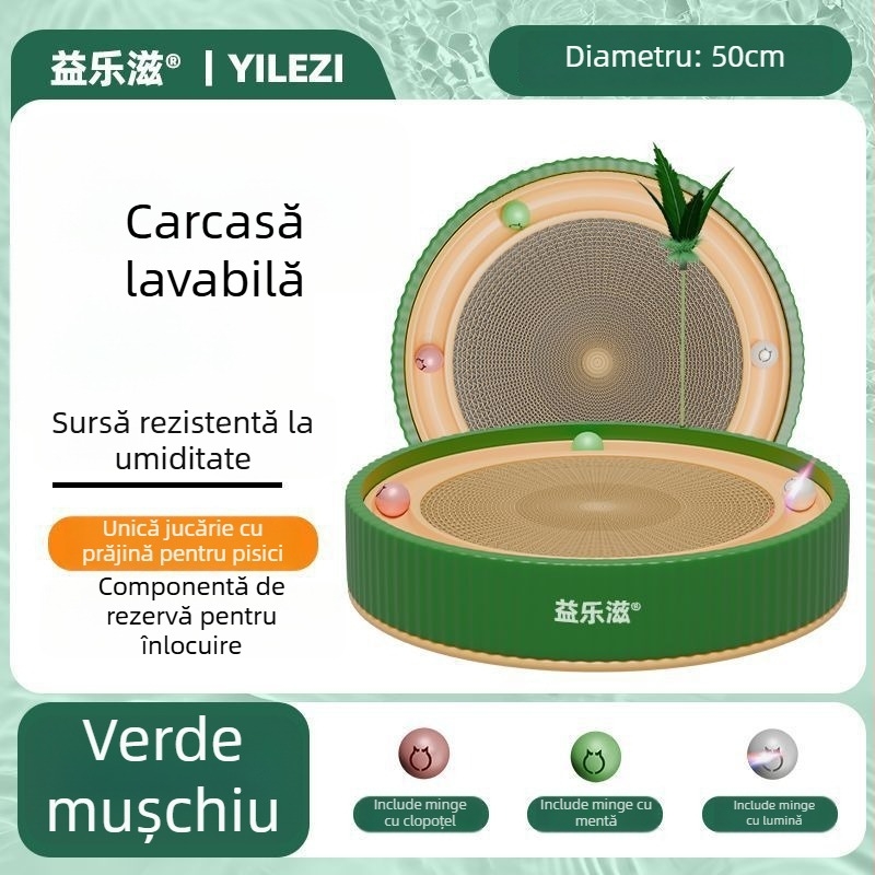 Placă circulară de zgâriere pentru pisici – rezistentă la zgârieturi, rezistentă la uzură, fără scame, stil drăguț