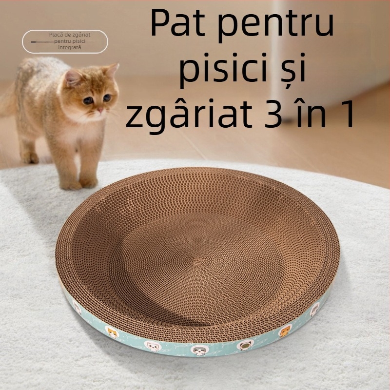 Da da bear Panou de zgâriere pentru pisici cu cuib integrat, rezistent la uzură și zgârieturi, din carton ondulat, pentru toate sezoanele