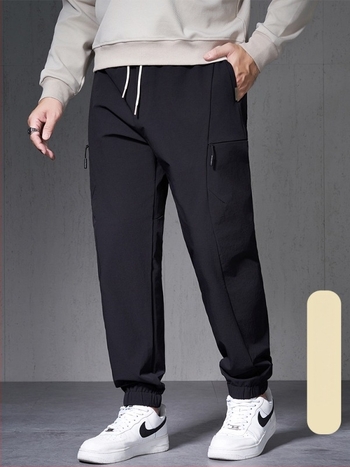 K3067 Pantaloni trening casuali, croială lejeră, talie medie, amestec Nylon/Spandex 90%/10%, pantaloni lungi cu mansete, toamnă streetwear