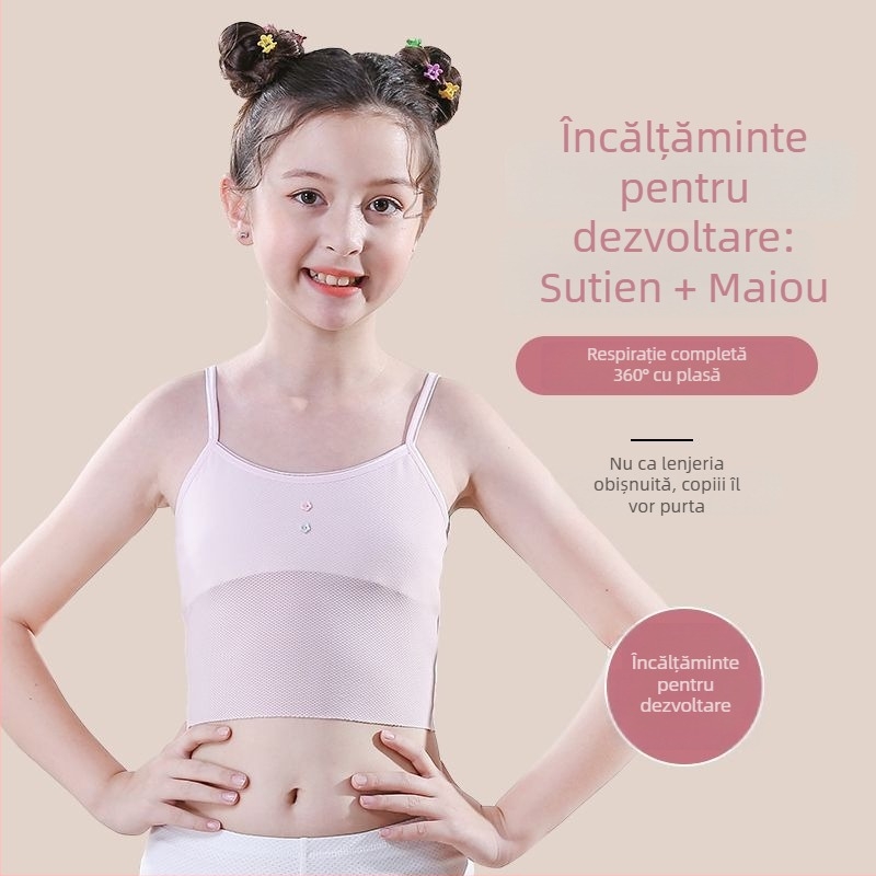 Maiou-camisolă pentru fete, respirabil, cu tratare moale, 88% nylon, pentru vârste 7-12 ani, pentru toate sezoanele