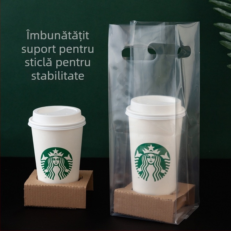 Geantă pentru pahare de băuturi, cu dublu strat, potrivită pentru 1–4 pahare, cu opțiuni de tavă: hârtie sau albă