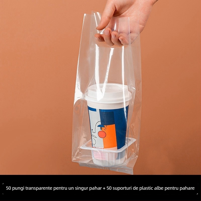 Geantă pentru pahare de băuturi, cu dublu strat, potrivită pentru 1–4 pahare, cu opțiuni de tavă: hârtie sau albă