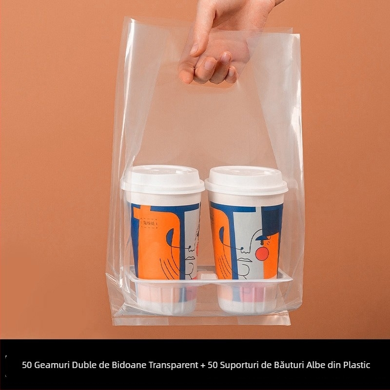 Geantă pentru pahare de băuturi, cu dublu strat, potrivită pentru 1–4 pahare, cu opțiuni de tavă: hârtie sau albă