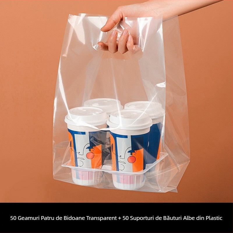 Geantă pentru pahare de băuturi, cu dublu strat, potrivită pentru 1–4 pahare, cu opțiuni de tavă: hârtie sau albă