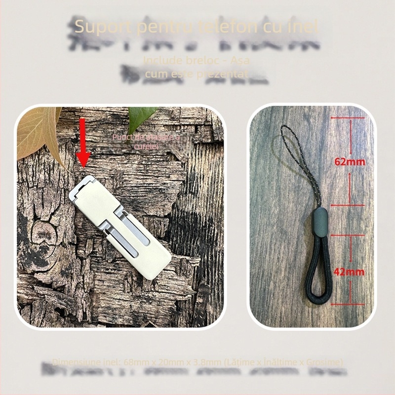 Suport inel pentru telefon, plastic, potrivire universală, spate autocolant, portabil