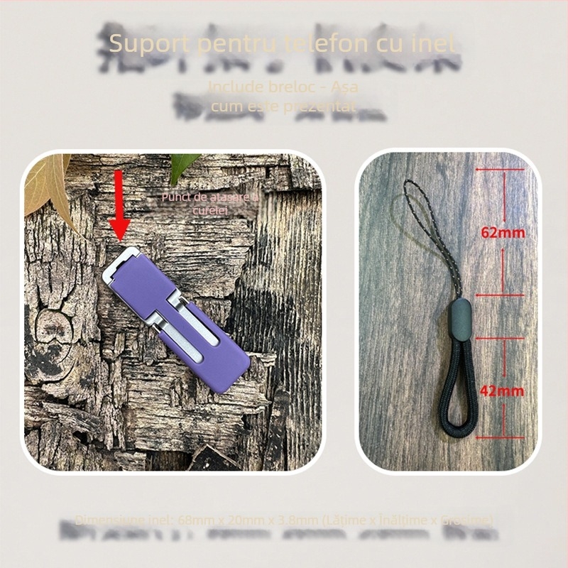 Suport inel pentru telefon, plastic, potrivire universală, spate autocolant, portabil