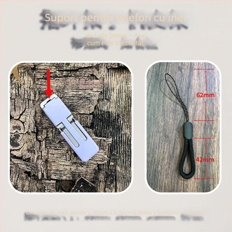 Suport inel pentru telefon, plastic, potrivire universală, spate autocolant, portabil