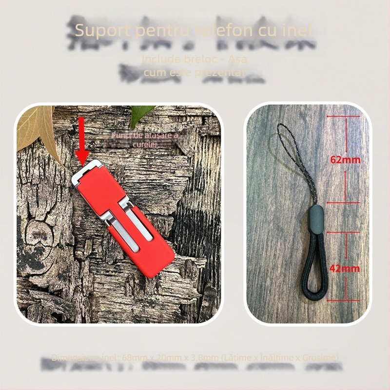 Suport inel pentru telefon, plastic, potrivire universală, spate autocolant, portabil