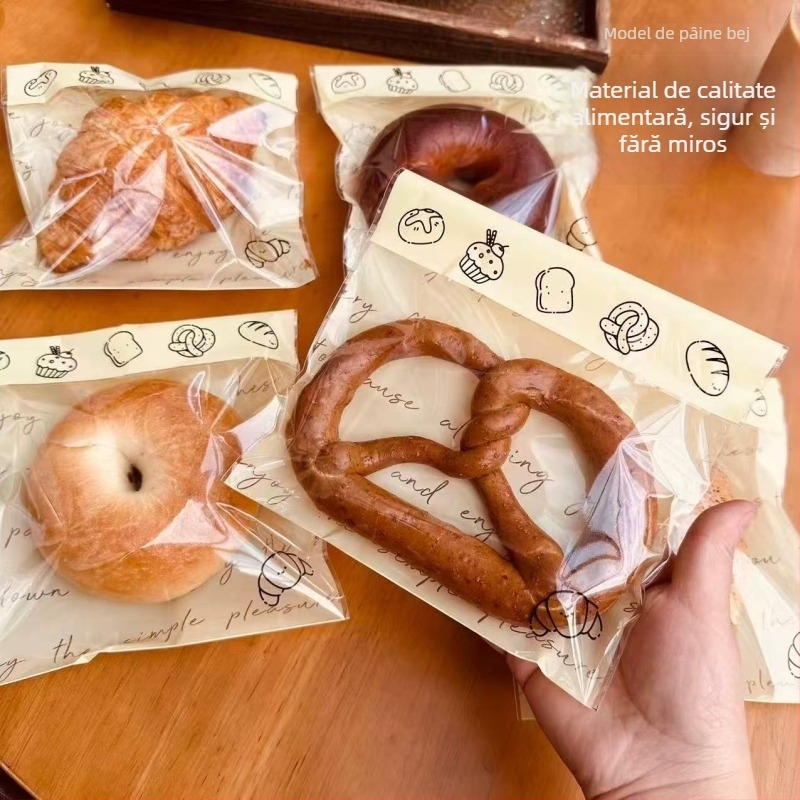 Pungi de ambalare pentru pâine, transparente, autoadezive, pentru produse de patiserie, 50/100/200/500/1000 bucăți