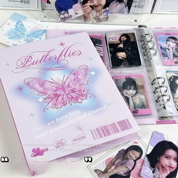 Album pentru carduri cu grilă de patru secțiuni, stil retro, husă dură din carton, pentru fotografii de idoli