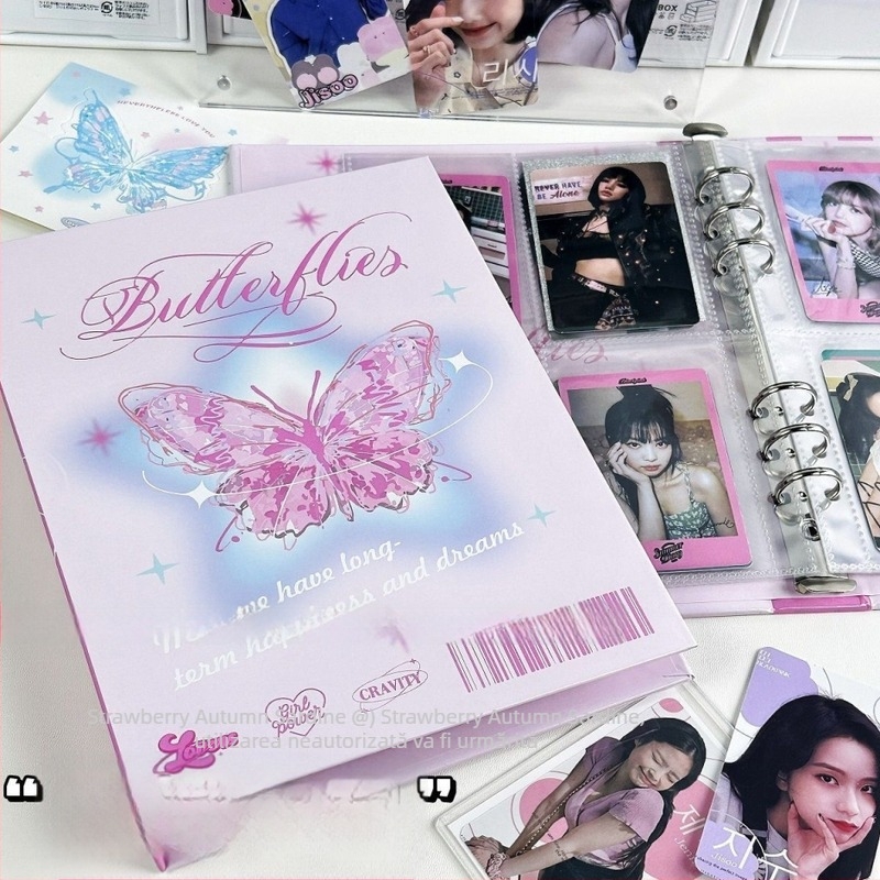 Album pentru carduri cu grilă de patru secțiuni, stil retro, husă dură din carton, pentru fotografii de idoli