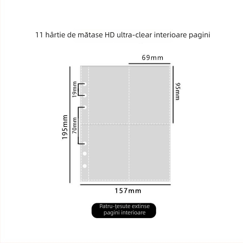 Album pentru carduri cu grilă de patru secțiuni, stil retro, husă dură din carton, pentru fotografii de idoli